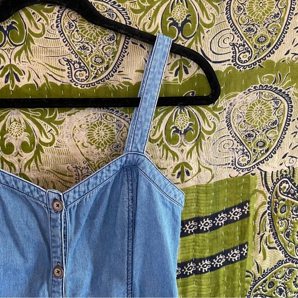 Pilcro And The Letterpress Blue Cool Girl Chambray Sleeveless Mini Dress Size 6 - Picture 3 of 14